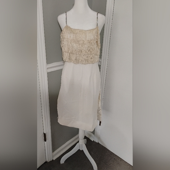 Vintage 1950s 1960s Fringe Diamante Strap Dress - Picture 1 of 4